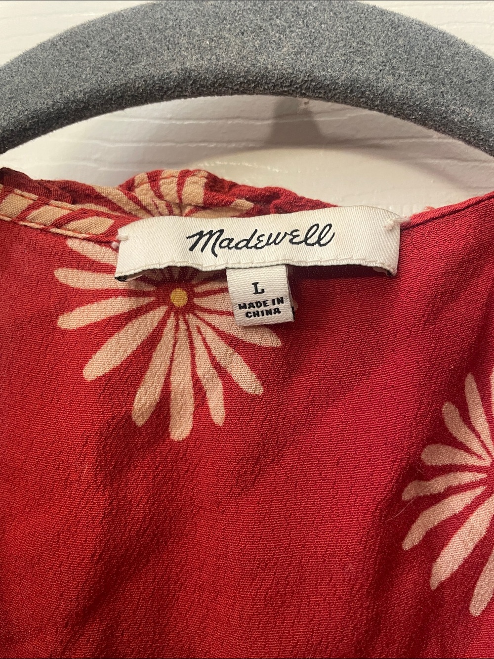 Madewell Red Floral Short Sleeve Wrap Maxi Dress - Picture 4 of 6